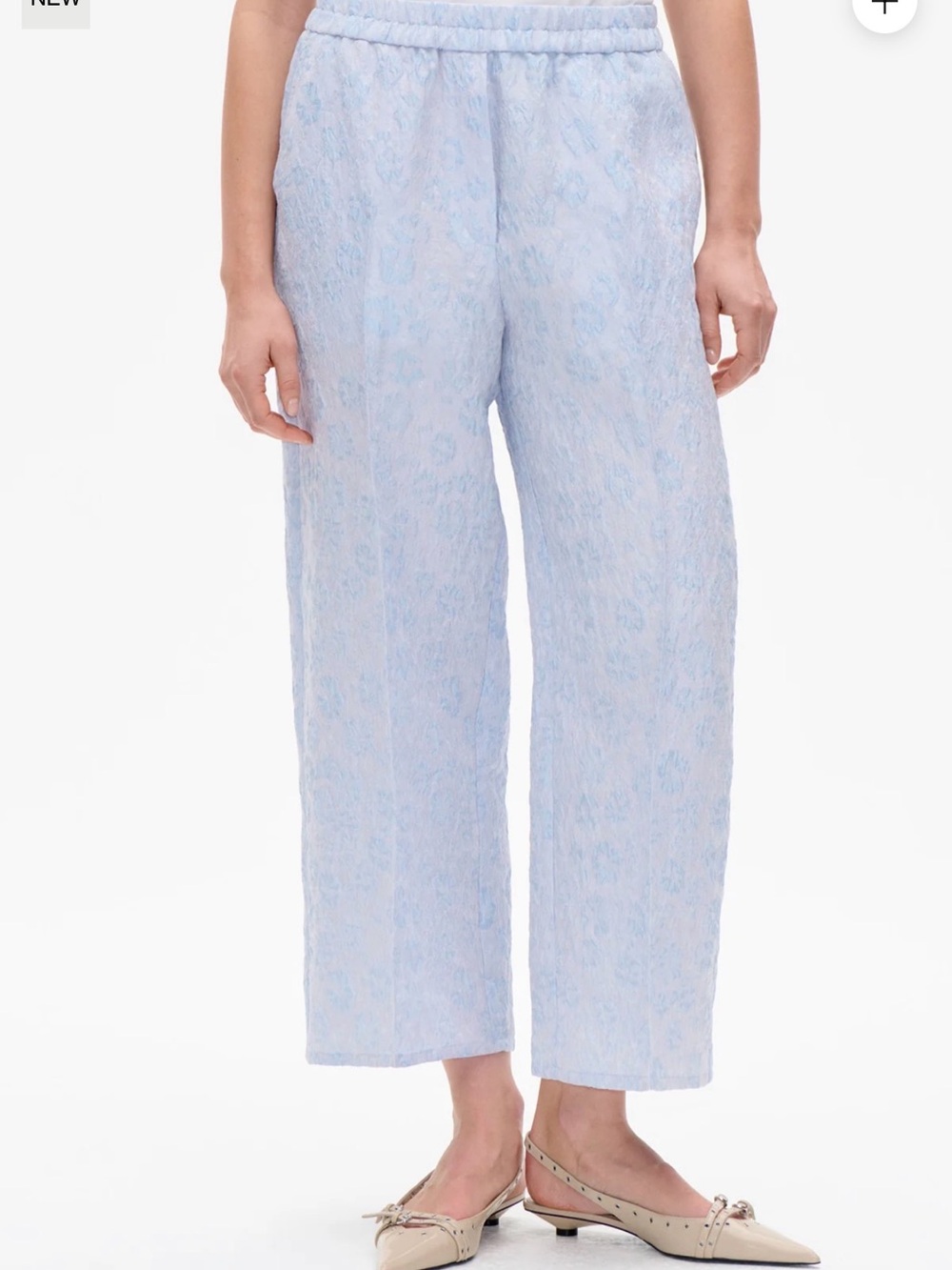 Baum und pferdgarten Light Blue Wide-Leg floral ankle length Jacquard Pants - Picture 4 of 5